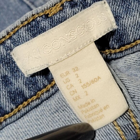 H&M Conscious Jeans Womens Size 2 Skinny Mid Rise Medium Wash Denim Pants - Picture 5 of 6